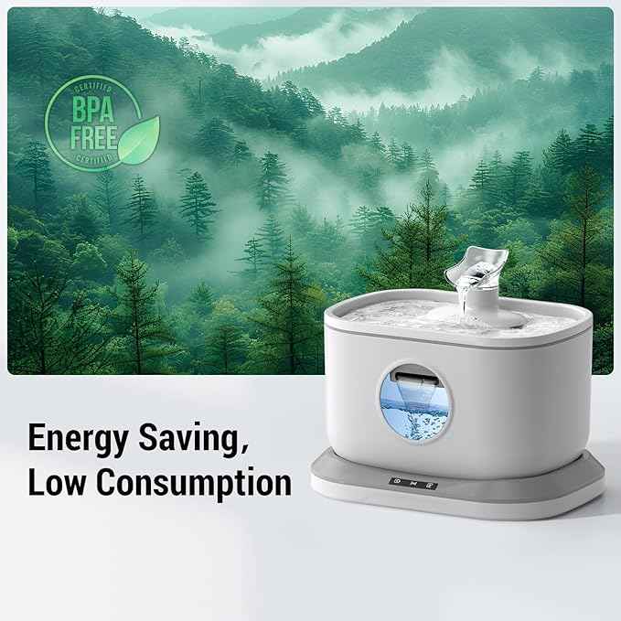 Cat Water Fountain Wireless, Petlipo 5000mAh Battery Operated Cat Fountain, 2.6L/88oz Cordless Pet Drinking Fountain with Motion Sensor for Cats Dog Indoor Ultra Quiet BPA-Free