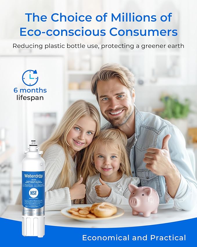 Waterdrop ADQ73613401 Replacement for LG® LT800P®, ADQ73613402, ADQ73613408, ADQ75795104, Kenmore 9490, LSXS26326S, LMXC23746S, LSXS26366S, Refrigerator Water Filter, WD-F20, 3 Pack (Package May Vary) - AquaVibe