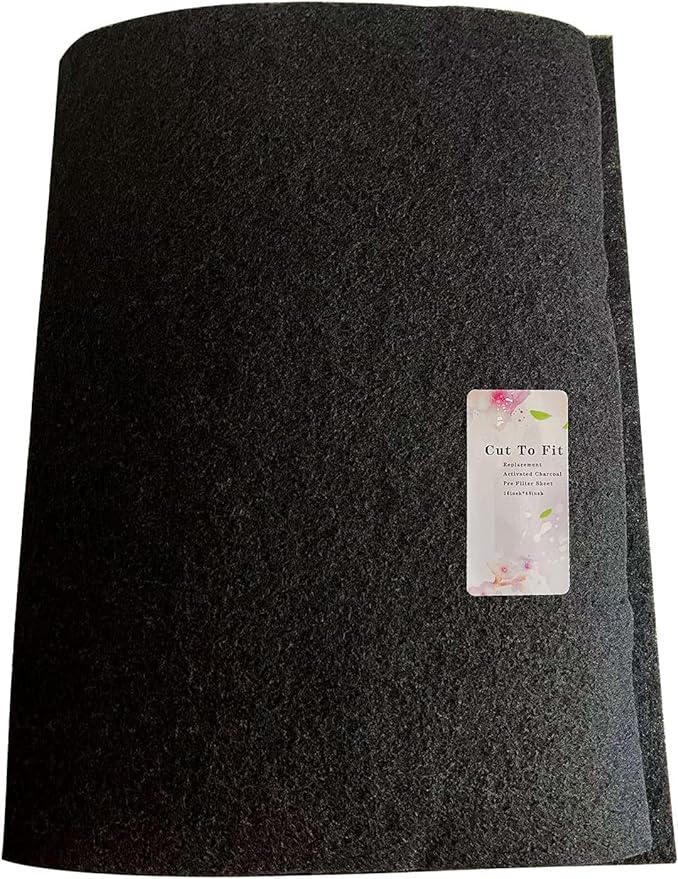 Cut-to-Fit Activated Carbon Filter Sheet Charcoal Air Vent Filters Pad Black Range Hood AC Replacement Fabric Filter 1 Pack 16" x 48" x 0.125"