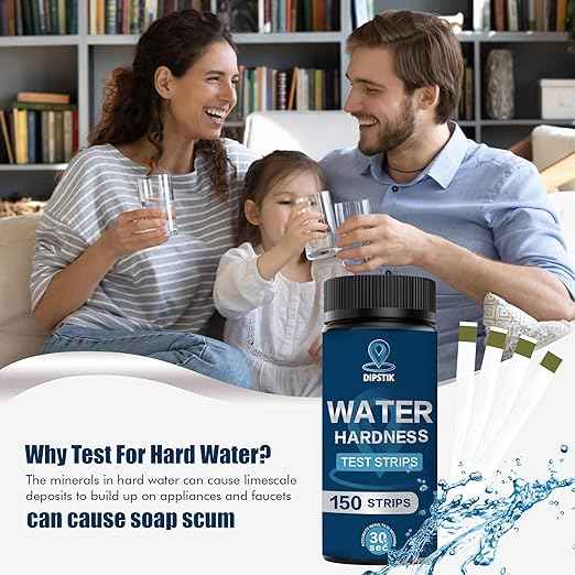 Water Hardness Test Kit-150 Strips Water Quality Testing for Drinking/Well Water, Softener,Hard, Dishwasher,Pool,Spa, 0-425 ppm