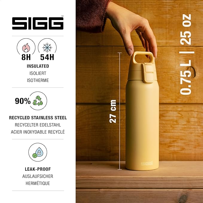 SIGG - Shield Therm- Stainless Steel Insulated Water Bottle - Carbonated Drinks, Leakproof, BPA Free, Recycled, 25, 34Oz