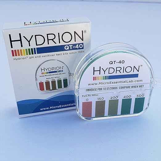 Hydrion QT-40 Quaternary SANITIZER Solution Test Tape for Testing 0-500 ppm Ranges - QUAT Tape & Color Chart - Tests Quaternary Ammonium Sanitizer Solutions in Restaurants, Bars, Daycare - 15 Ft Roll