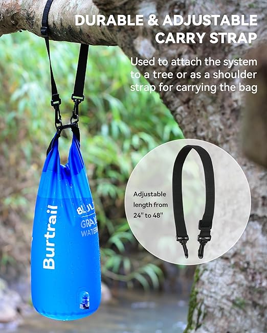 8L Camping Water Filtration System, Protable Gravity Water Filter System Survival for Camping Hiking Backpacking and Emergency Preparedness, 2-Gal Bag, BPA-Free