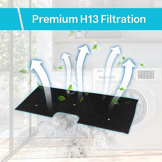 8 Pack WH01X35719 Lint Foam Filter for GE Profile Washer Dryer Combo,Hand Washable and Reusable-Compatible with Models: PFQ97HSPVDS.