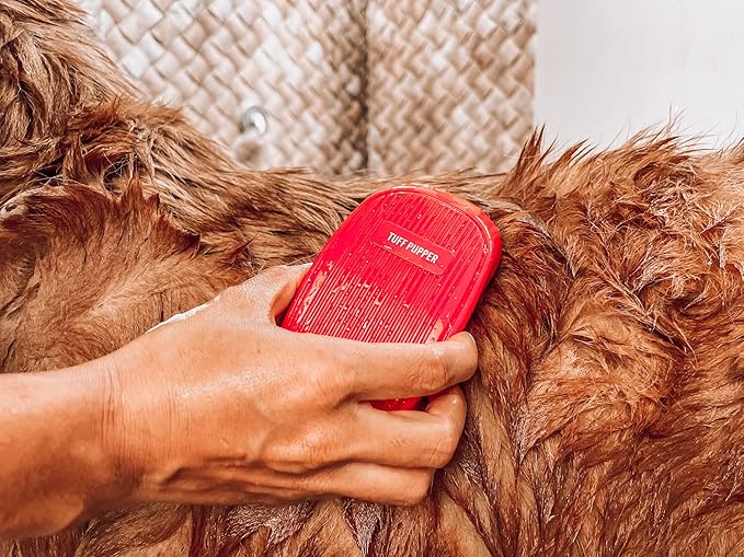 Tuff Pupper Dog Bath Brush, Silicone Pet Hair Remover Brush for Shampooing & Massaging Dogs, Dog Washing Brush with Soft Rubber Bristles Gently Removes Loose & Damaged Fur - AquaVibe