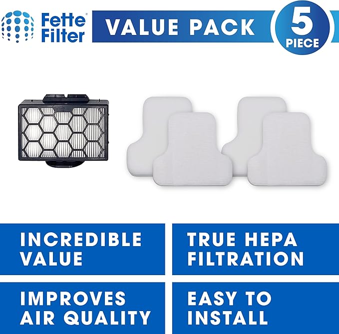 Fette Filter - Canister Vacuum Filter Set Compatible with Shark Canister Vacuum Models CV101 CV101C CZ350C CZ351 CZ351C CZ355 CZ2001 CZ2001C Part # XHPCZ350 & # XFFKCZ350 1 Hepa & 2 Foam Sets - AquaVibe