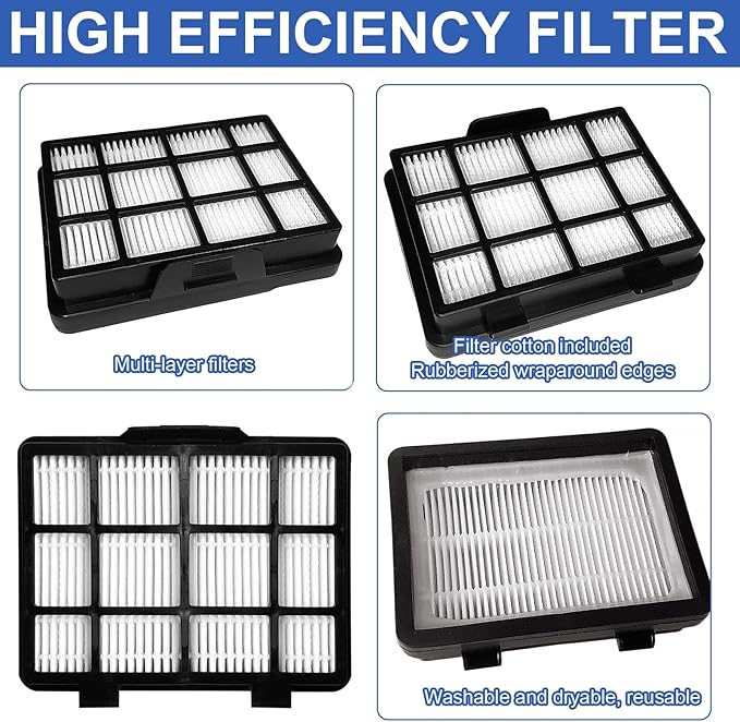 8 Pack Replacement Filters Compatible with Eureka NEN180 NEN186BL Bagless Vacuum Cleaner, Includes 4 Dust Cup Cartridges and 4 High Efficiency Filters - AquaVibe