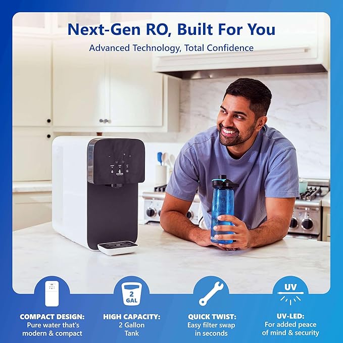 Express Water ROC001ALK-A pH UV Countertop Water Filter System – Reverse Osmosis System for Walter Filtration– 6 Stage RO Water Filter Complete System with UV Water Purifier and pH remineralization