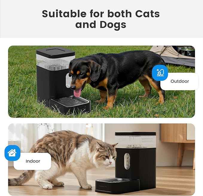 Gardner Pet Automatic Dog Water Dispenser Gravity Waterer with Stainless Steel Bowl Water Dispenser 8.5L Large Capacity Water Feeder with Filters for Dogs Cats Pets, BPA-Free Noise-Free (Black, 8.5L)