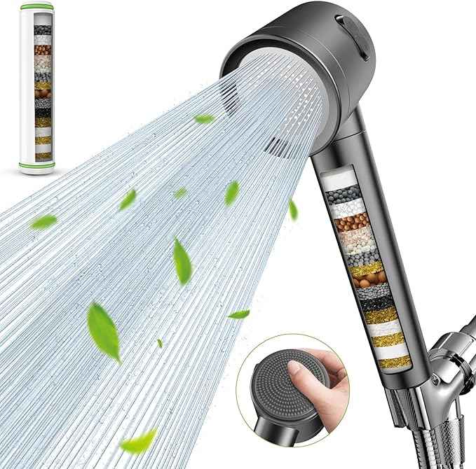 Ion Drops Filtered Shower Head with Handheld, High Pressure Shower Heads with 3 Spray, Showerhead with Filters Hand held for Hard Water, Remove Chlorine, Reduces Dry Itchy Skin