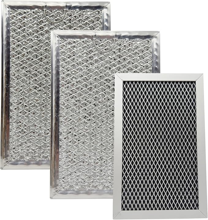 Microwave Charcoal and Grease Filter Kit Fit for GE Oven JVM6175EK5ES JVM6172SK5SS JVM6175SK5SS JVM6175YK5FS 3Pcs Silver