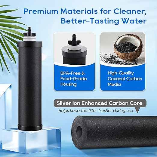 LCF 𝐒𝐢𝐥𝐯𝐞𝐫 𝐈𝐨𝐧𝐬 Enhanced Black Carbon Filters, for Berkey® BB9-2® Black Filters, Berkey® Gravity Water Filter System and Waterdrop King Tank Series(Pack of 3)