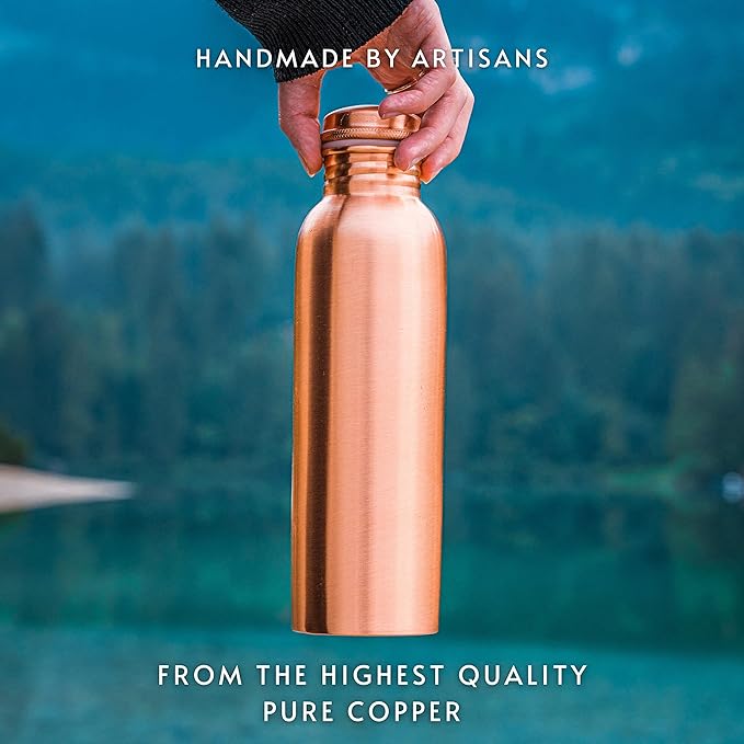 Kosdeg Copper Water Bottle - 34oz Smooth Design - A Handcrafted Ayurvedic Pure Copper Vessel For Drinking - Drink More Water, Lower Your Sugar Intake And Enjoy The Health Benefits