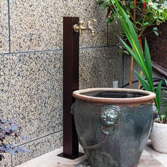 304 Stainless Steel Freestanding Garden Water Column with Anti Freezing Faucet Floor Mounted Water Tap for Courtyard Backyard Irrigation/Washing Includes Mounting Accesso