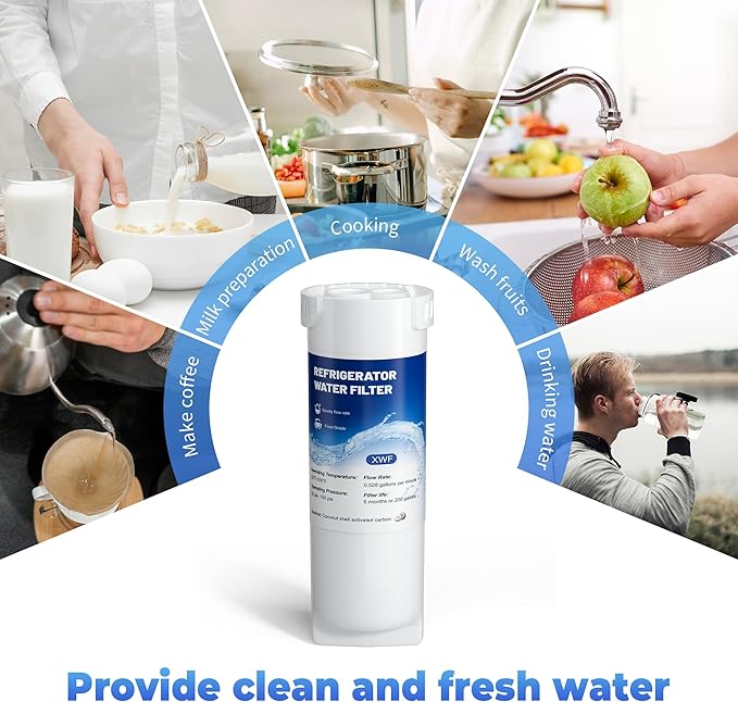 XWF Water Filter Replacement Compatible with GE XWF Water Filter,（Not XWFE), fit for WR17X30702 GBE21,Pack of 3,By YPMQY - AquaVibe