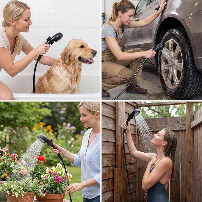 Portable Shower for Camping with Immersion Water Heater, 6000mAh Rechargeable Camping Shower Pump with Intelligent LED Display, Outdoor Camp Shower Pump for Hiking, Traveling, Car Washing, Pet Bath
