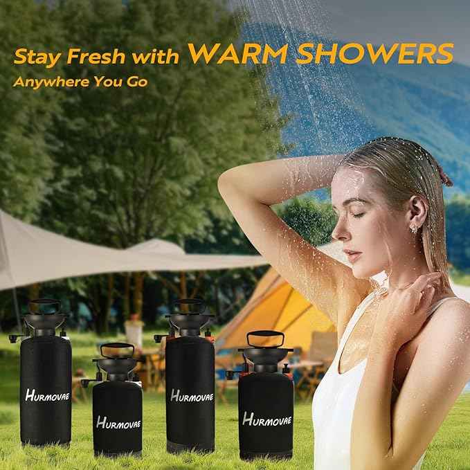 2.1 Gallon/8L Portable Shower–10 Spray Modes, Nylon Insulated Sleeve & No Electric Needed, Beach Shower for Surfing, Camping, Traveling & Hiking, Portable Water Sprayer, Orange
