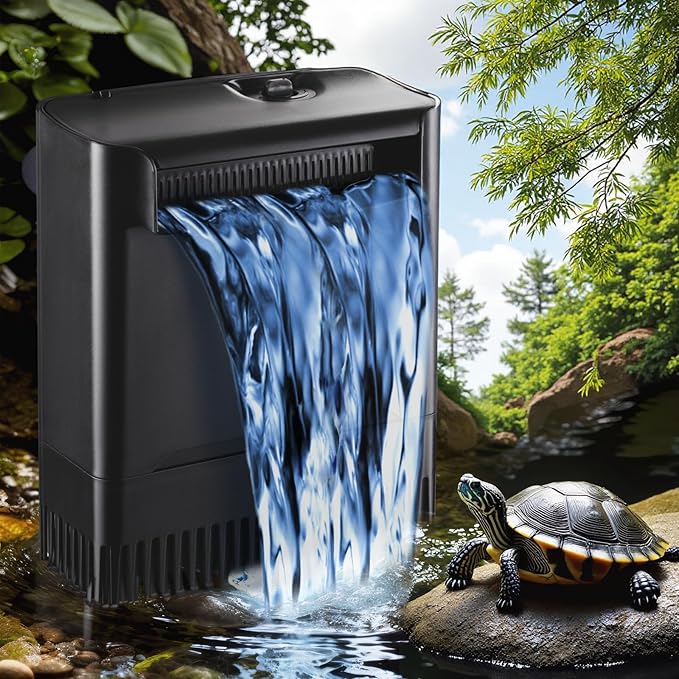 290GPH Turtle Tank Filter for 40-85 Gallon, Turtle Filter Low Water Level Available and Flow Adjustable, Turtle Water Filter for Shrimps Amphibians Turtle Tank Saltwater Freshwater Crystal Clear - AquaVibe