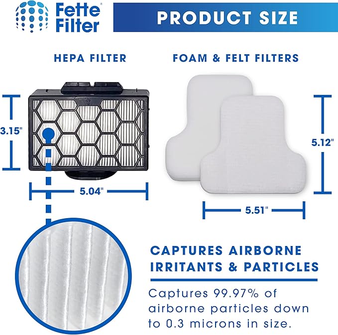 Fette Filter - Canister Vacuum Filter Set Compatible with Shark Canister Vacuum Models CV101 CV101C CZ350C CZ351 CZ351C CZ355 CZ2001 CZ2001C Part # XHPCZ350 & # XFFKCZ350 1 Hepa & 2 Foam Sets - AquaVibe