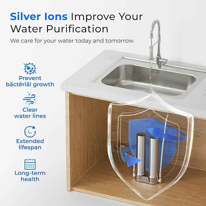 Waterdrop DST and LED Under Sink Water Filter System, Under Sink Water Filtration System, NSF Certified Elements, Reduce Chlorine, PFOA/PFOS, Bad Taste & Odor, Stainless Steel, BUNDLE