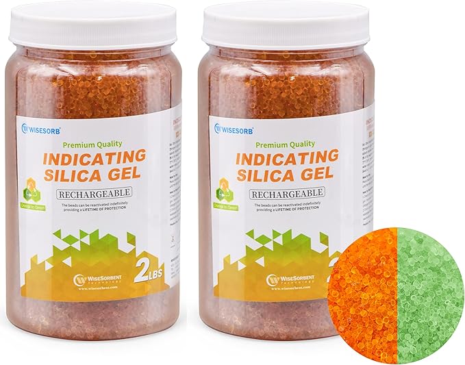 Silica Gel 4LBS, Indicating Silica Beads (Orange to Green), Reusable Silica Gel Desiccant Dehumidifier