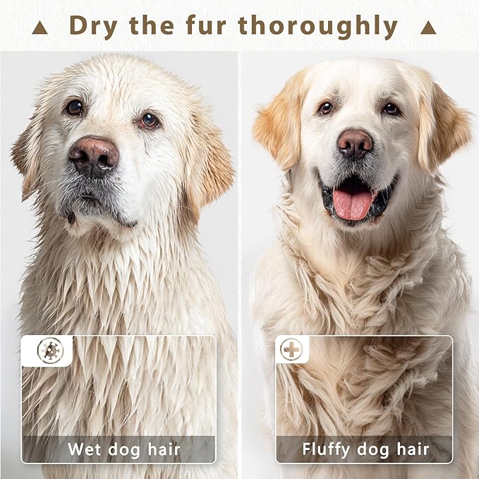 High Velocity Blow Dryer for Dogs, 5.2HP/ 3800W Dog Hair Dryer Speed Temperature Adjustable，Dog Blow Dryer with Thickened Handle,Low Noise Dog Blower Grooming Dryer，4 Nozzles,1 Massage Brush,Black