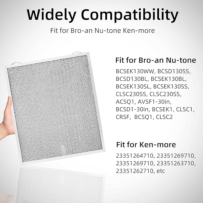 S99010430-002 Range Hood Aluminum Mesh Filter Compatible with Bro-an Nu-tone Ken-more 99010430-002, 4512880 Grease Filter 13-7/8” x 15-3/4” - 2 Packs by Fetechmate - AquaVibe