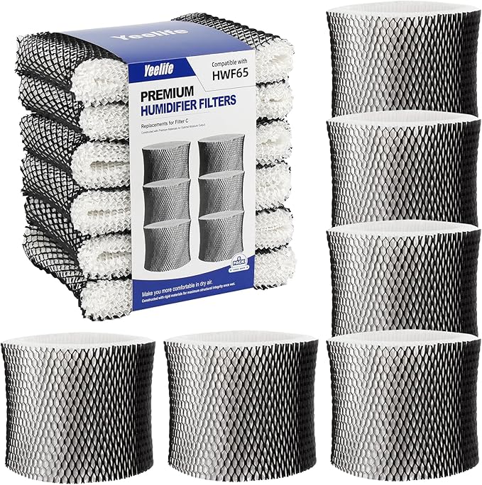6 Pack HWF65 Humidifier Filter Compatible with Holmes Humidifier Filter, Replacement Humidifier Filter C, HWF65PDQ-U