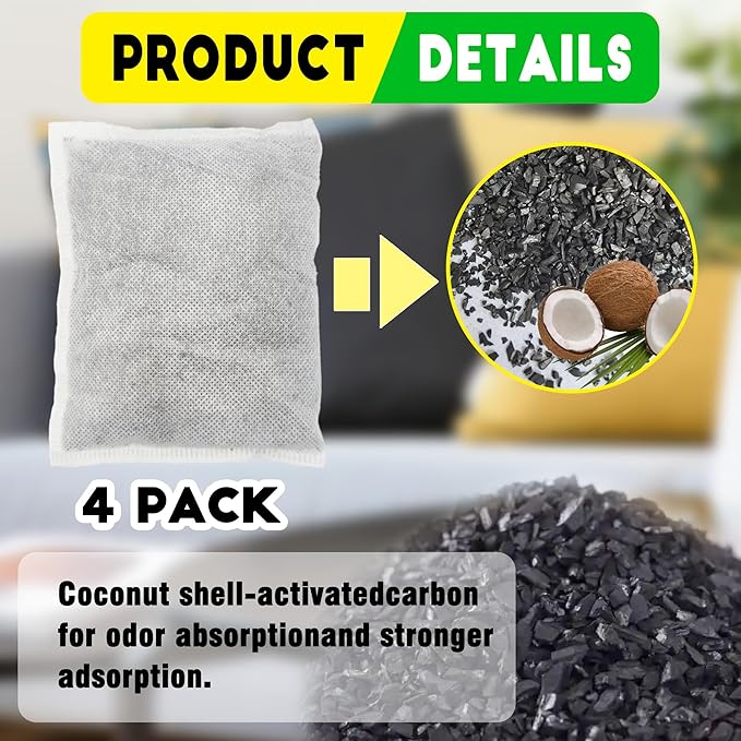 xcivi 4 Pack Odor Absorbing Filter for PetFusion Portable Cat Litter Disposal, Replacement Activated Charcoal Filters For PetFusion PF-LC1A Portable Cat Litter Disposal, Eliminate Odors/Smells