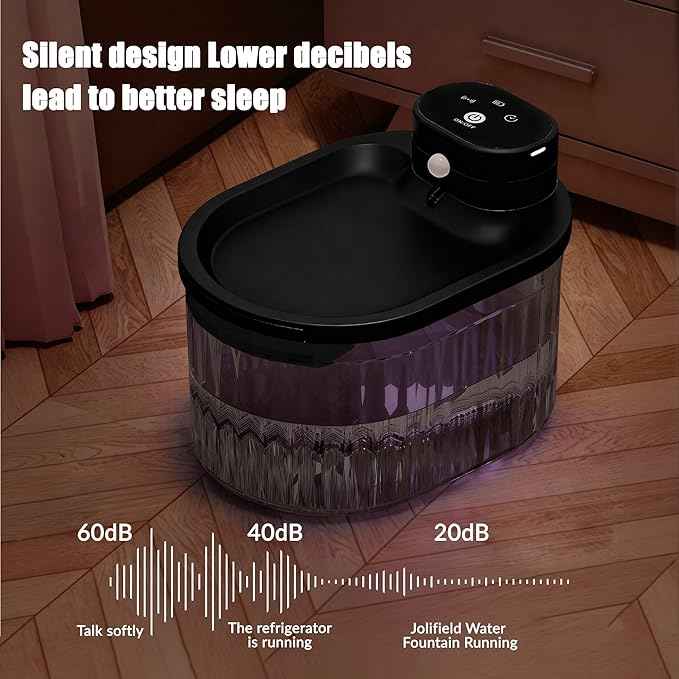 Wireless Cat Water Fountain with Motion Sensor, Automatic Cordless Quiet Pump Pet Fountain Battery Operated 102oz/3L Dog Water Bowl Dispenser with 3 Filters Black