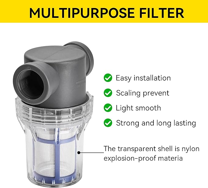 3/4'' Female NPT in-Line Strainer - Garden Hose Filter for High Pressure Washer, Sediment Filter with 100 Mesh Stainless Steel Screen (3/4'' 100 Mesh)
