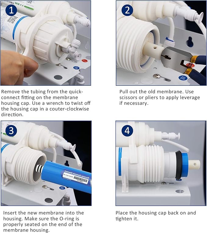Membrane Solutions 100 GPD RO Membrane, Reverse Osmosis Membrane Element 11.75" x 1.75" Water Filter Replacement for Undersink Home Drinking RO Water Filtration System