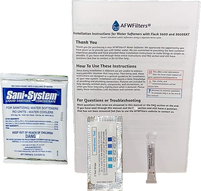 AFWFilters AFW Filters IRON Pro 2 Combination water softener iron filter Fleck 5600SXT digital metered valve for whole house (64,000 Grains, Black)