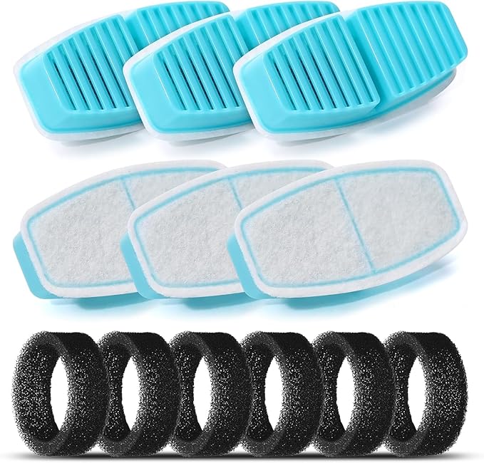 Cat Water Fountain Filters : BEMOONY Pet Water Fountain Replacement Filter - 12 Packs of Cat Fountain Filters (6 Carbon Filters + 6 Sponges) - Multiple Filtration Please Replace it Every 2-3 Weeks - AquaVibe