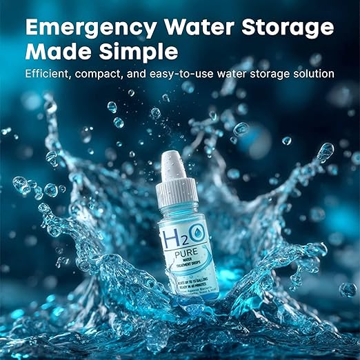 H2O Pure Water Preserver Drops | Long Term Water Storage Additive | Emergency Preparedness Water Stabilizer | Travel & Backpacking Water Storage Drops | Concentrated Formula | 2 Pack