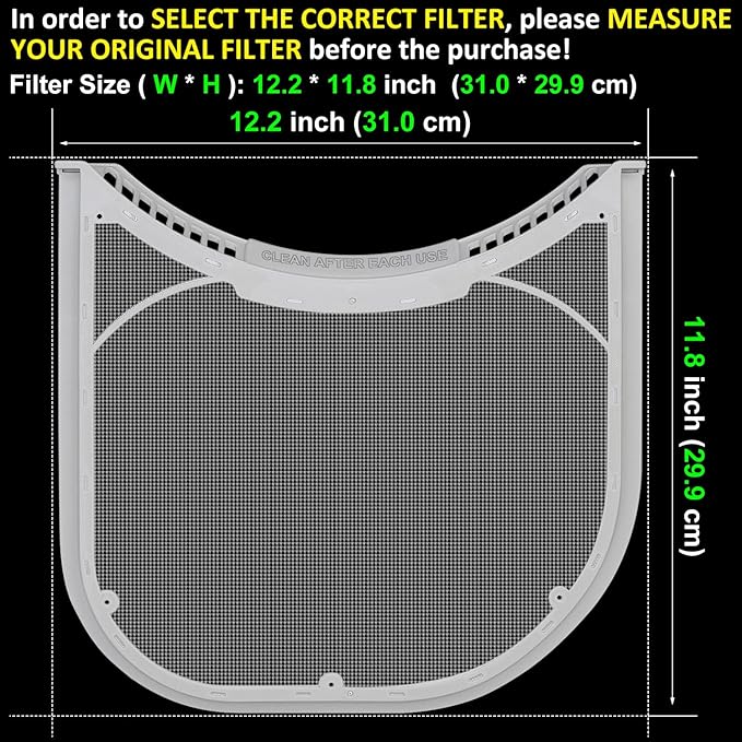 5231EL1003B Lint Filter Replacement for LG & Kenmore Dryers, Ultra Durable Dryer Lint Screen Trap with Felt Seal, Compatible with Part Number AP4440606 PS3527578 - AquaVibe
