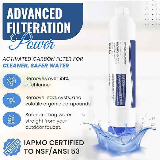 EZ Jug Water Filtration System – Certified by IAPMO R&T to NSF 53 Standards | Filter & Fill 5-Gallon Jugs from Any Garden Hose Faucet | Outdoor Faucet Compatible | Reduces Chlorine, Lead, Cysts & VOCs