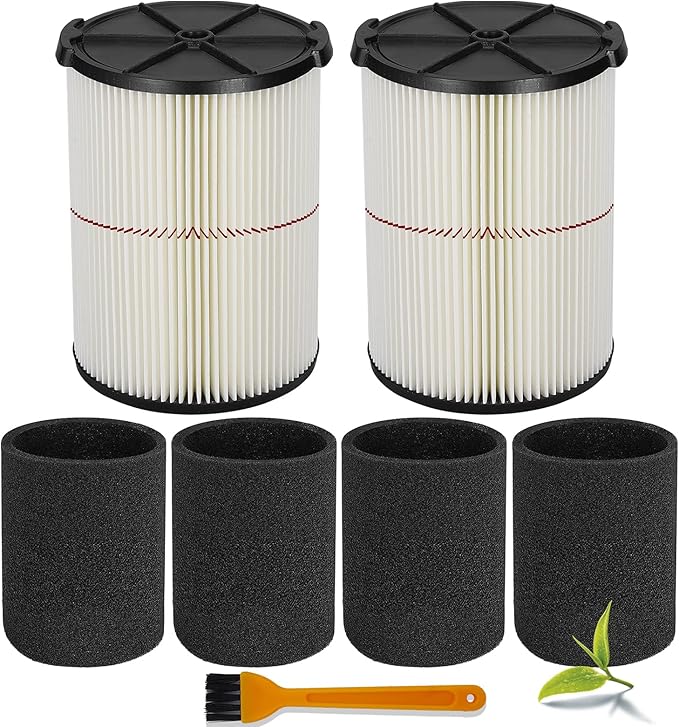 Universal Filters Replaces CMXZVBE38755/ CMXZVBE38754 Craftsman Filter, Replaces # 009-38754 Red Stripe Filter, Fits 5 6 8 9 12 14 16 20 gallon CRAFTSMAN Shop Vacuums with Foam Sleeve - AquaVibe