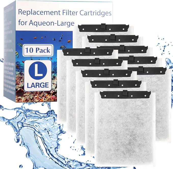 10 Pack Large Replacement Filters Cartridges Compatible with Aqueon QuietFlow Power Filter Size 20,30,50,55/75 or LED PRO Power Filter Size 20,30,50,75