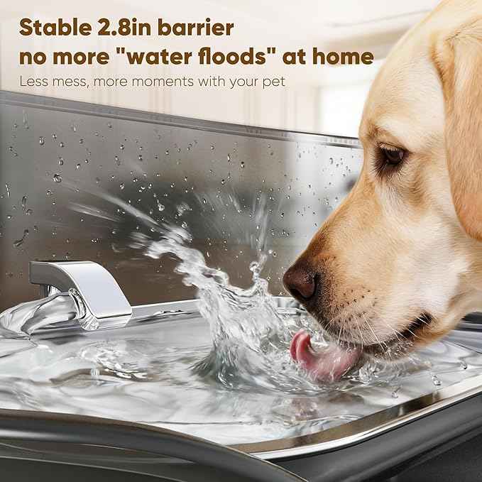 Large Stainless Steel Dog Water Fountain no Spilling, 2.1Gal/8L Automatic Dog Water Bowl Dispenser, Super Quiet Cat Fountain with 8 Replacement Filters Set, Dog Bowl to Drinkg Inside, Gifts for Pets