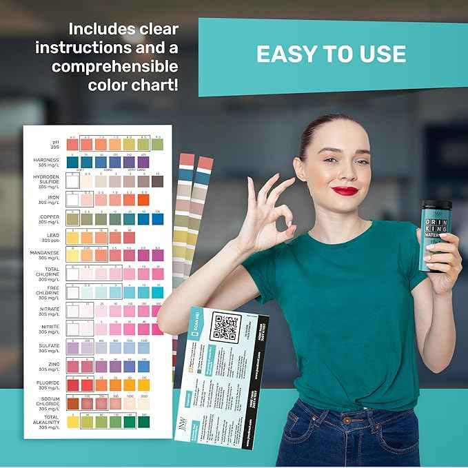 JNW Direct 17-in-1 Drinking Water Test Kit - 100 Strips + 2 Bacteria Tester Kits - Well, Tap, Home, City Water Testing Strip for Lead, Alkaline, Chlorine, Hardness, Iron, Fluoride, Copper & More