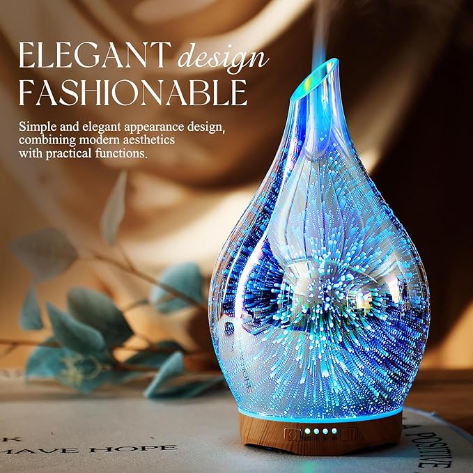Porseme 280ml Essential Oil Diffuser, Aroma Ultrasonic Humidifier with Remote Control, BPA Free, Auto Shut-Off, Timer Setting