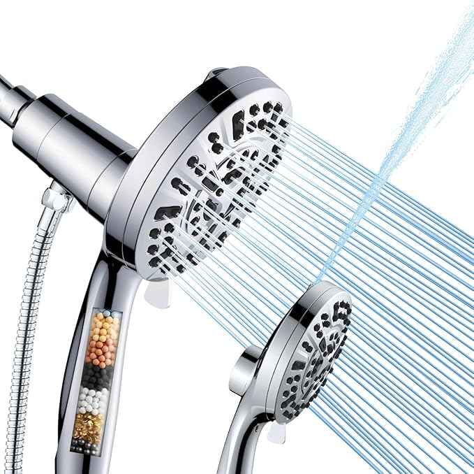Filtered Shower Head with Handheld - 10 Spray Modes High Pressure Handheld Shower with Filter Spray Combo, Magnetic Shower Heads, With 60-Inch Long Hose