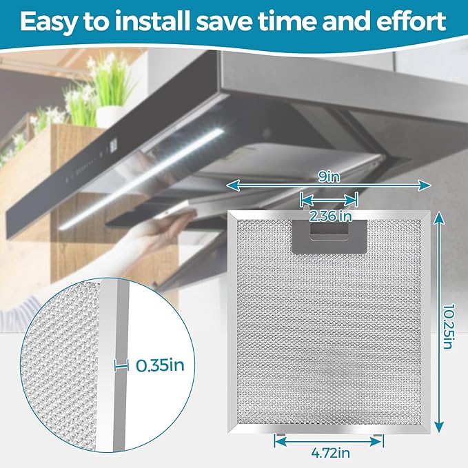 Range Hood Filter Replacement 10.25x9x0.35Inch (260x230x8.9mm) 5-Layer S97018029 Mesh Hood Vent, Range Hood Grease Filter, fits Br.oan's B5 Series 2pack by oneket (Aluminum) - AquaVibe