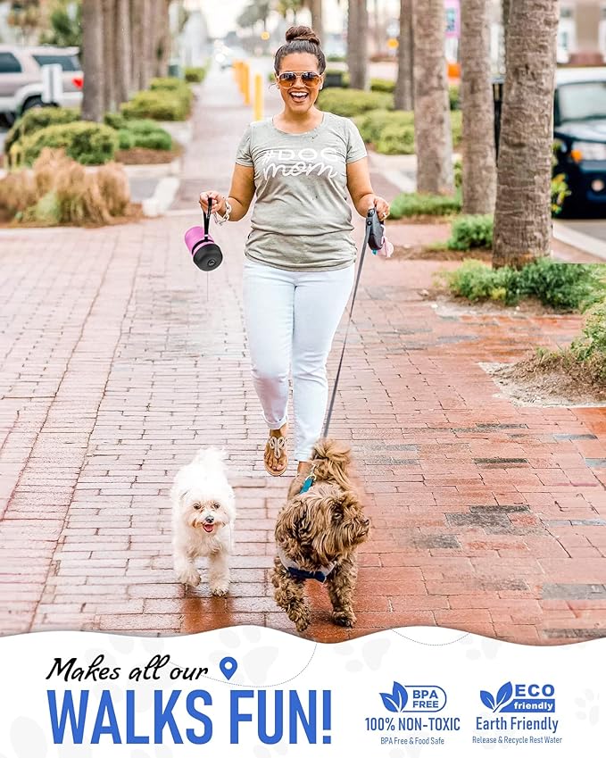 Lesotc Dog Water Bottle, Portable Pet Dispenser with Water Bowl, Leak Proof Pet Travel Squeeze Bottle, Puppy Essentials Dog Stuff Accessories for Outdoor Walking, Hiking, Camping - AquaVibe