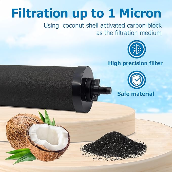 Water Filter Replacement for Berkey® BB9-2 Black Activated Carbon Filters, Compatible with Berkey® Gravity Water Filter System, Pack of 2