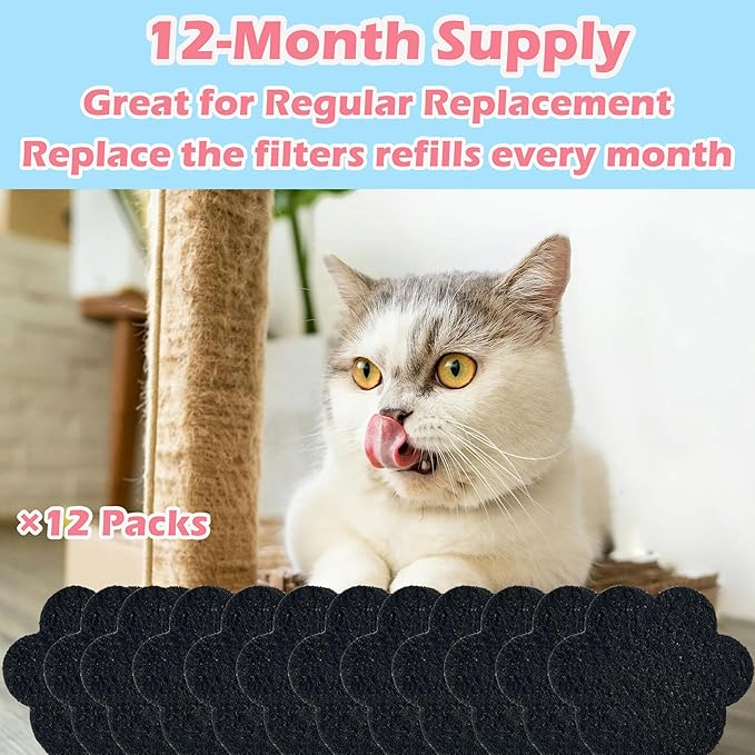 Box Stick-on Carbon Filters Compatible with Most Cat Litter Box, Activated Charcoal Filters Replacement to Absorb Odors and Litter Box Deodorizer for Keep Home Fresh (12 Pack)