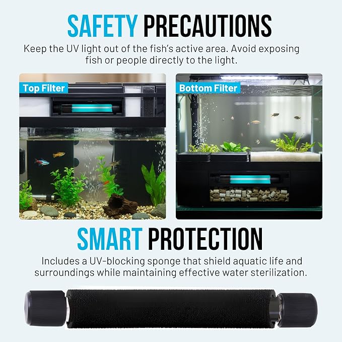 13W UV Water Sterilizer with 9.84 ft Cable for up to 300 Gallon Aquariums, Ponds & Pools - Professional UV Clarifier for Green Water Control in Koi Ponds, Fish Tanks, Spas & Cold Plunge