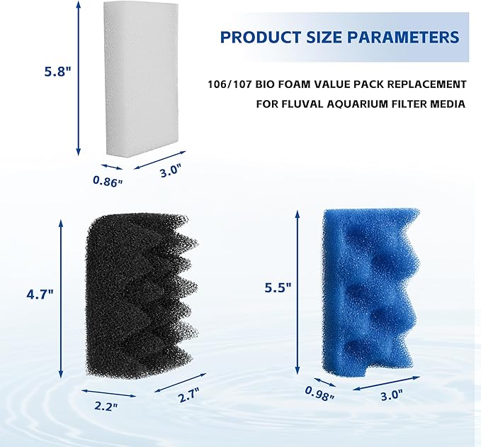10Pcs 106/107 Bio Media for Aquarium Filter for Fluval 106 & 107 Canister Filters