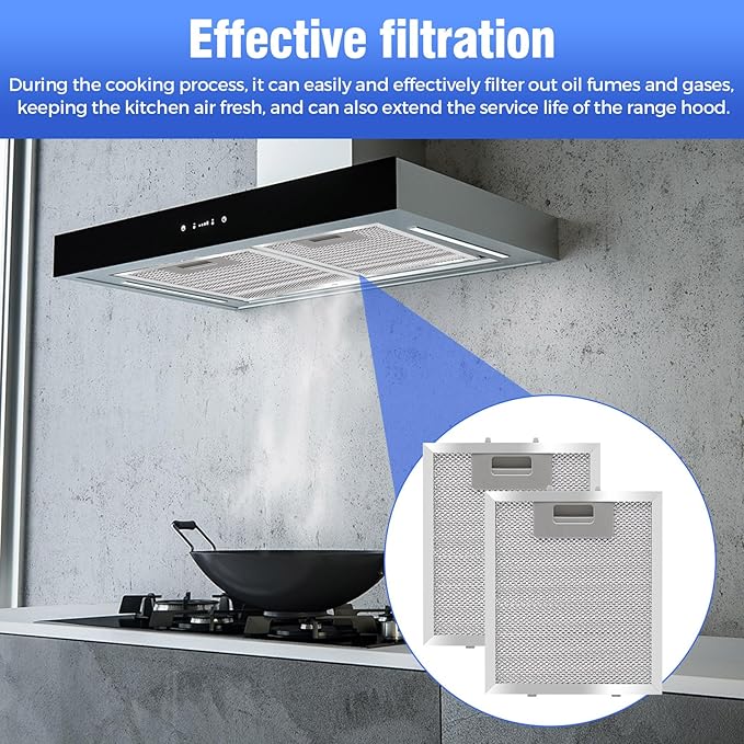 W10915369 Range Hood Filter 2 Pack - Aluminum Frame & Mesh, Universal Grease Filter (8.75"x7.5"x0.35") by oneket